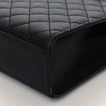 Saint Laurent Grain De Poudre Textured Mixed Matelasse Large Triquilt Monogram Monochrome Satchel Black 9 of 9