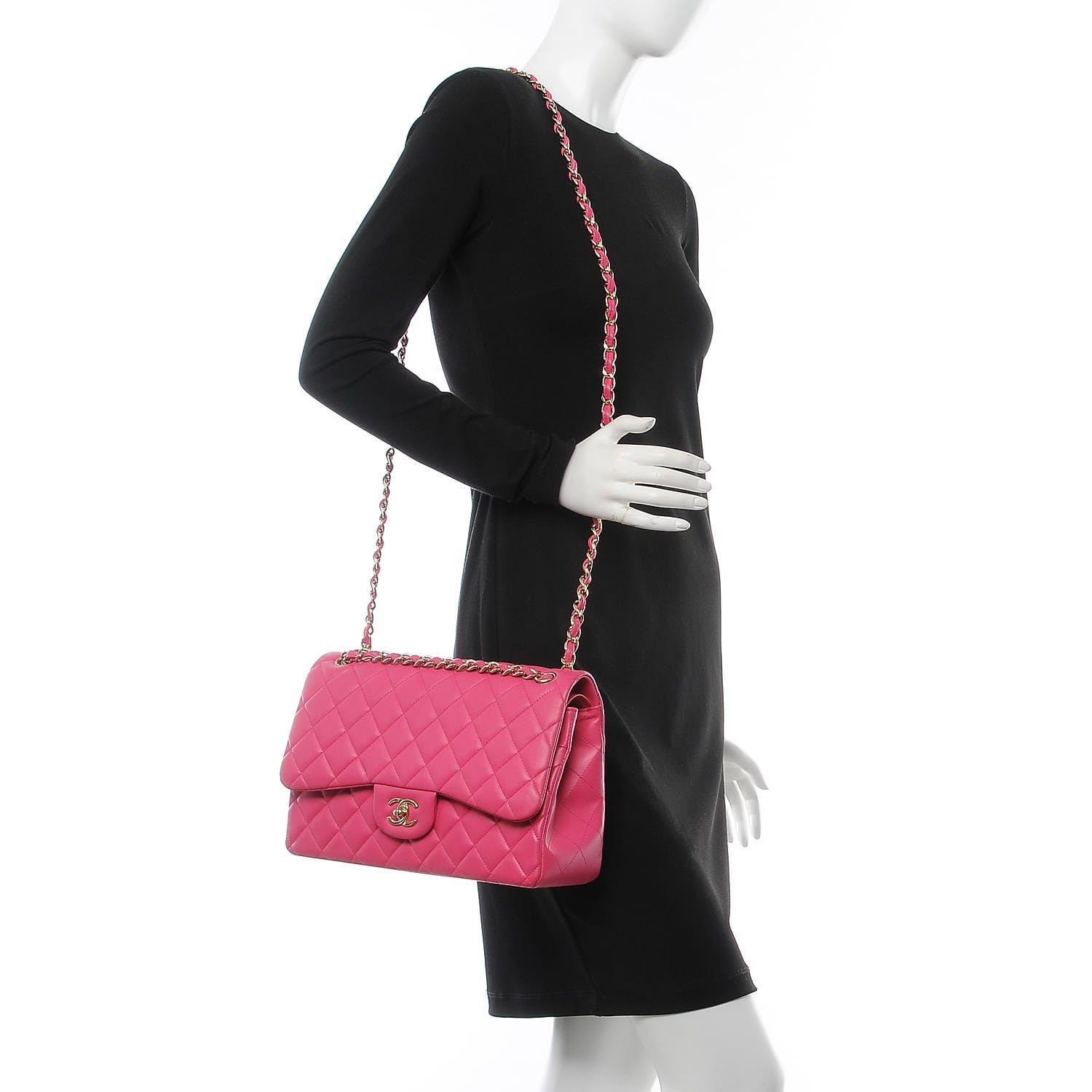 Chanel Lambskin Quilted Jumbo Double Flap Fuchsia 3 of 9