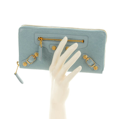 Balenciaga Agneau Giant 12 Gold Hardware Continental Zip Around Wallet Bleu Opaline 2 of 8