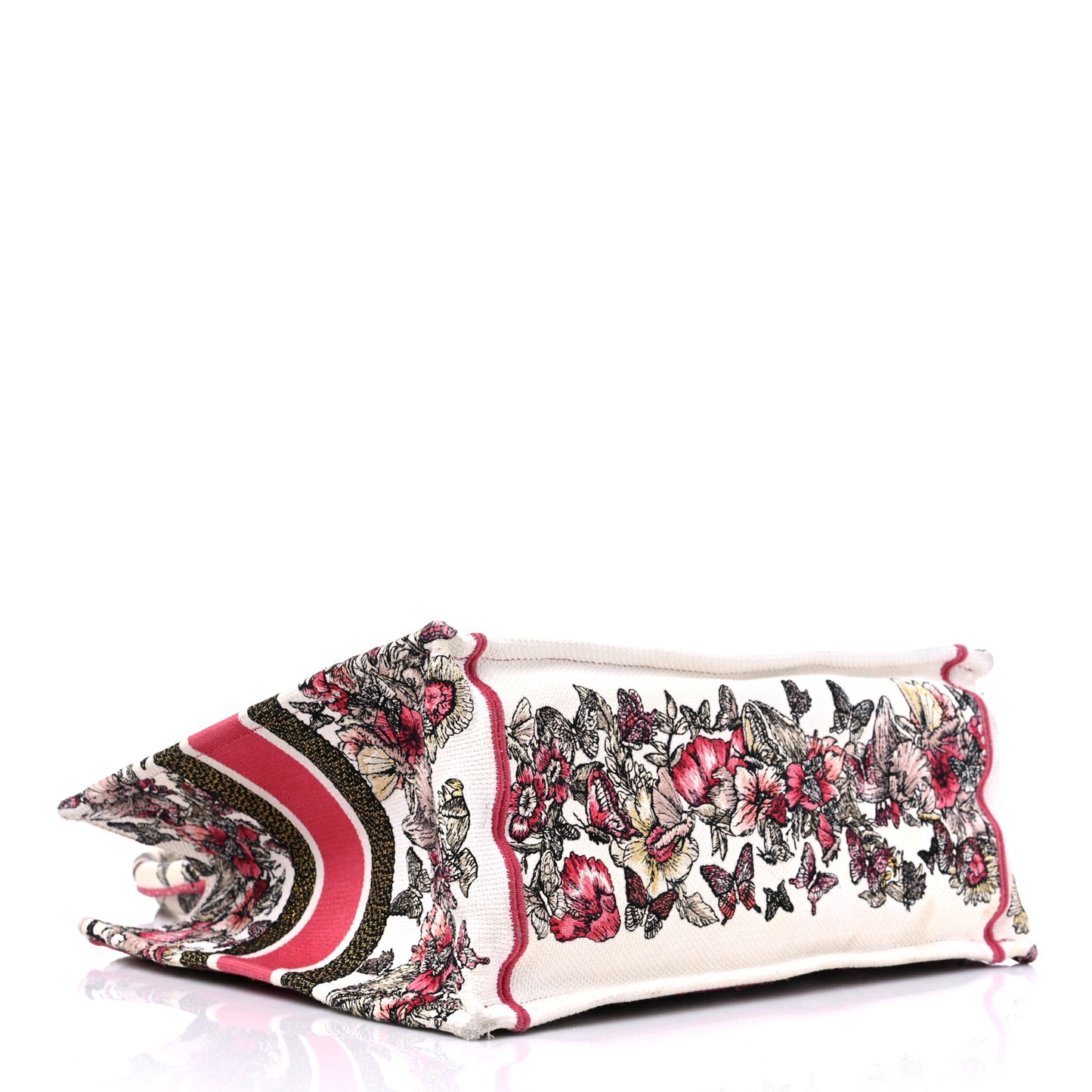 Canvas Embroidered Medium Butterfly Print Book Tote Multicolor