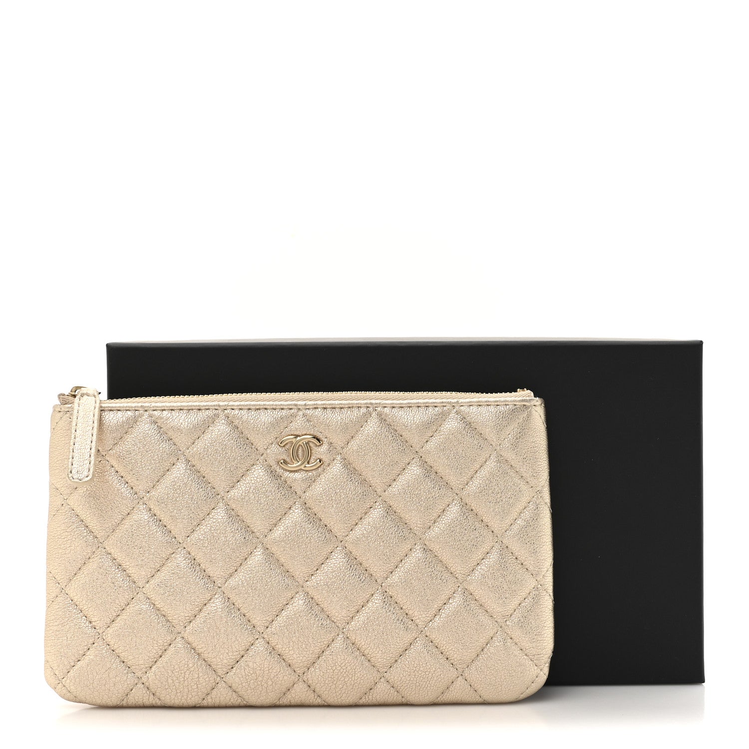 Chanel Metallic Lambskin Quilted Cosmetic Case Gold 8 of 8