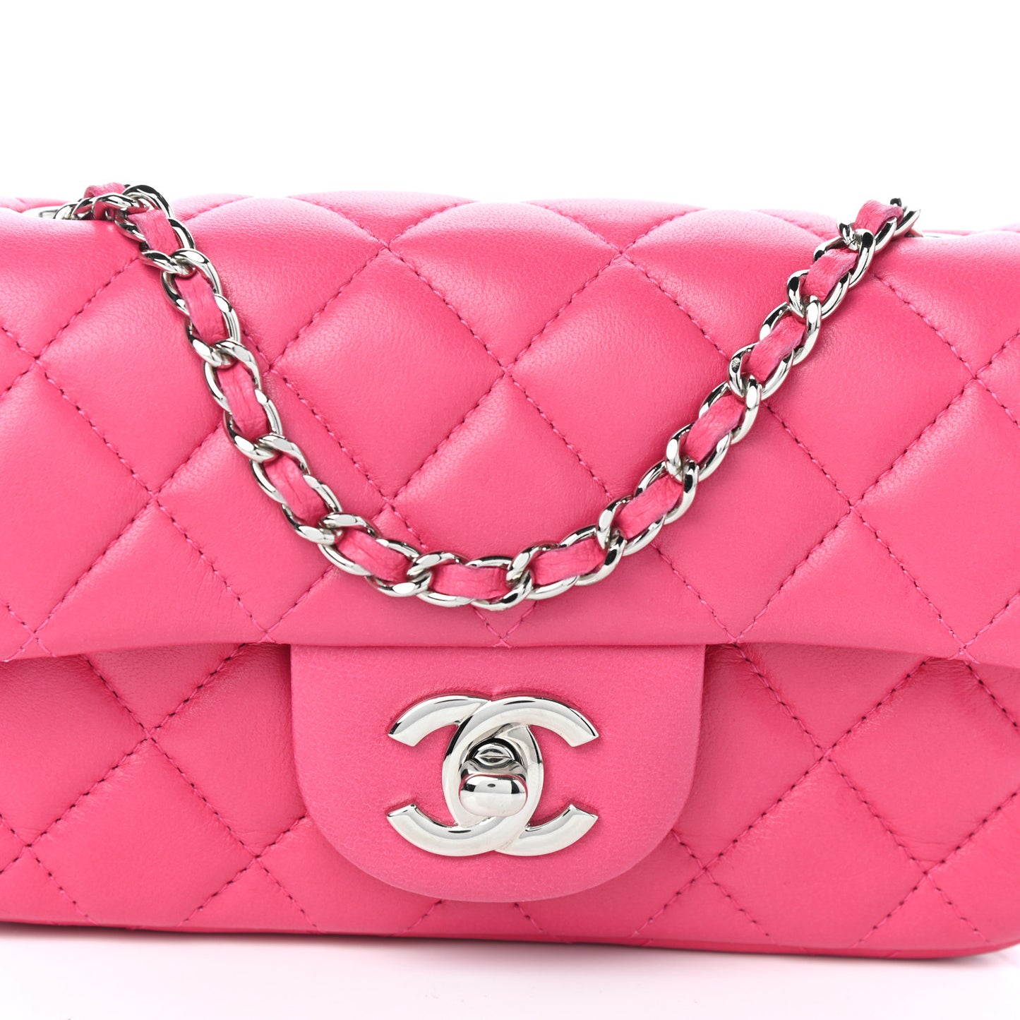 Lambskin Quilted Extra Mini Flap Dark Pink