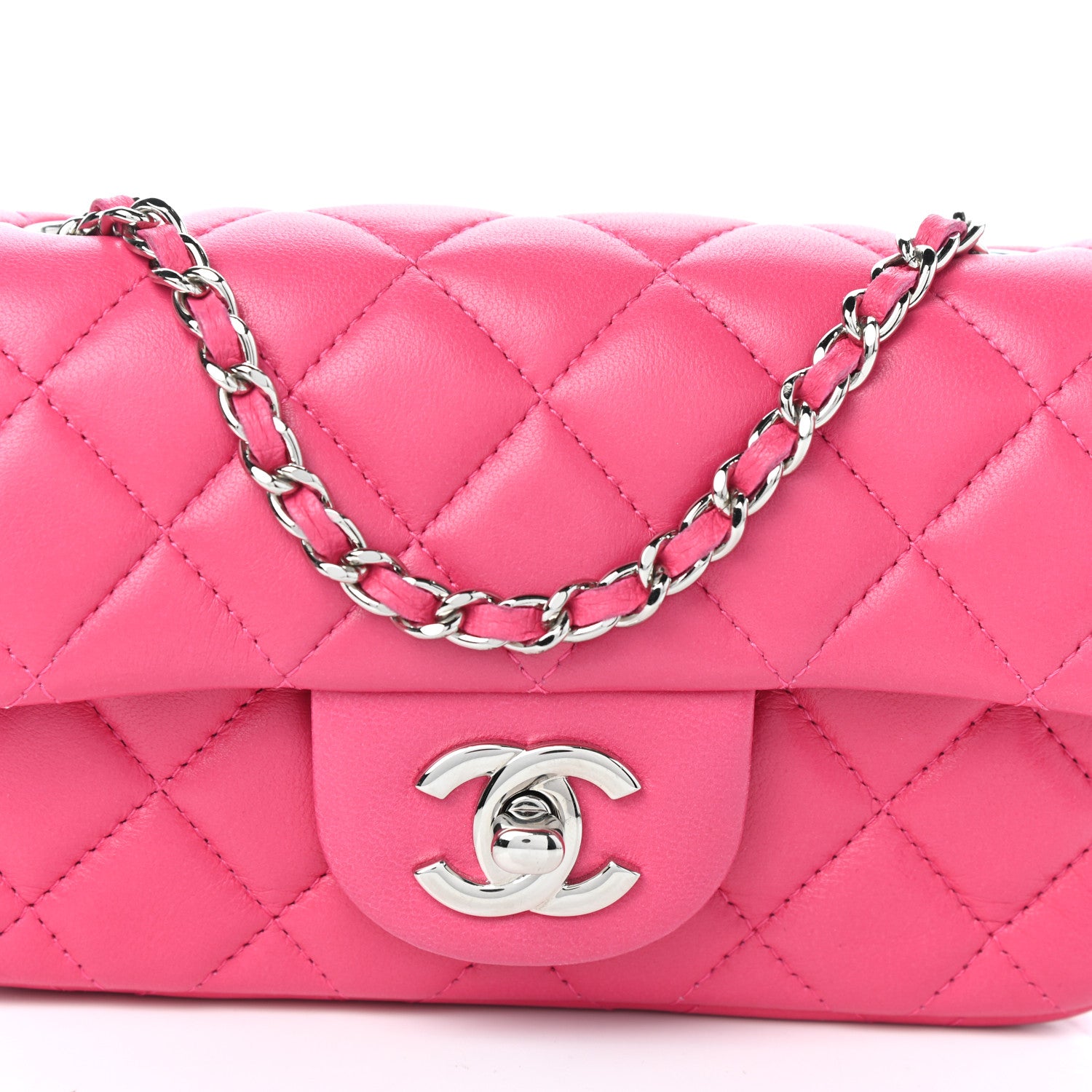 Chanel Lambskin Quilted Extra Mini Flap Dark Pink 8 of 10