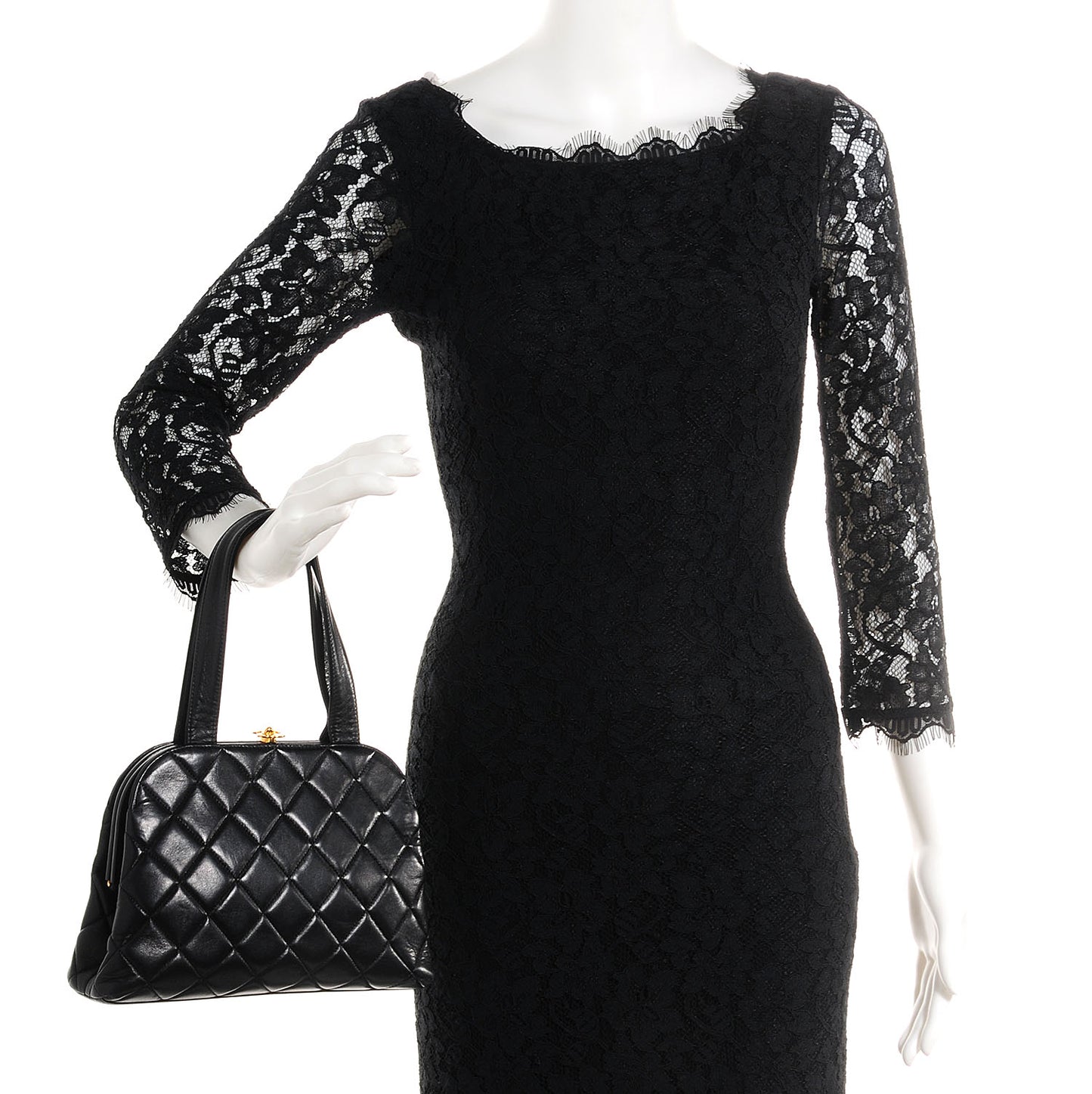 Lambskin Quilted Handbag Black