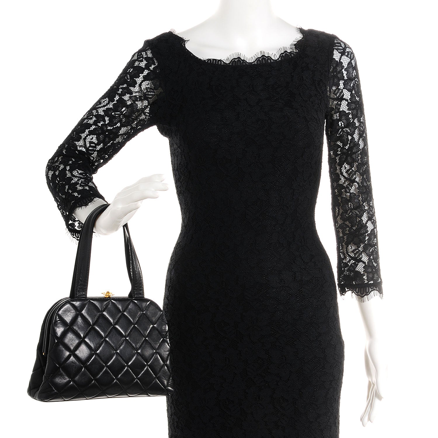 Chanel Lambskin Quilted Handbag Black 2 of 8