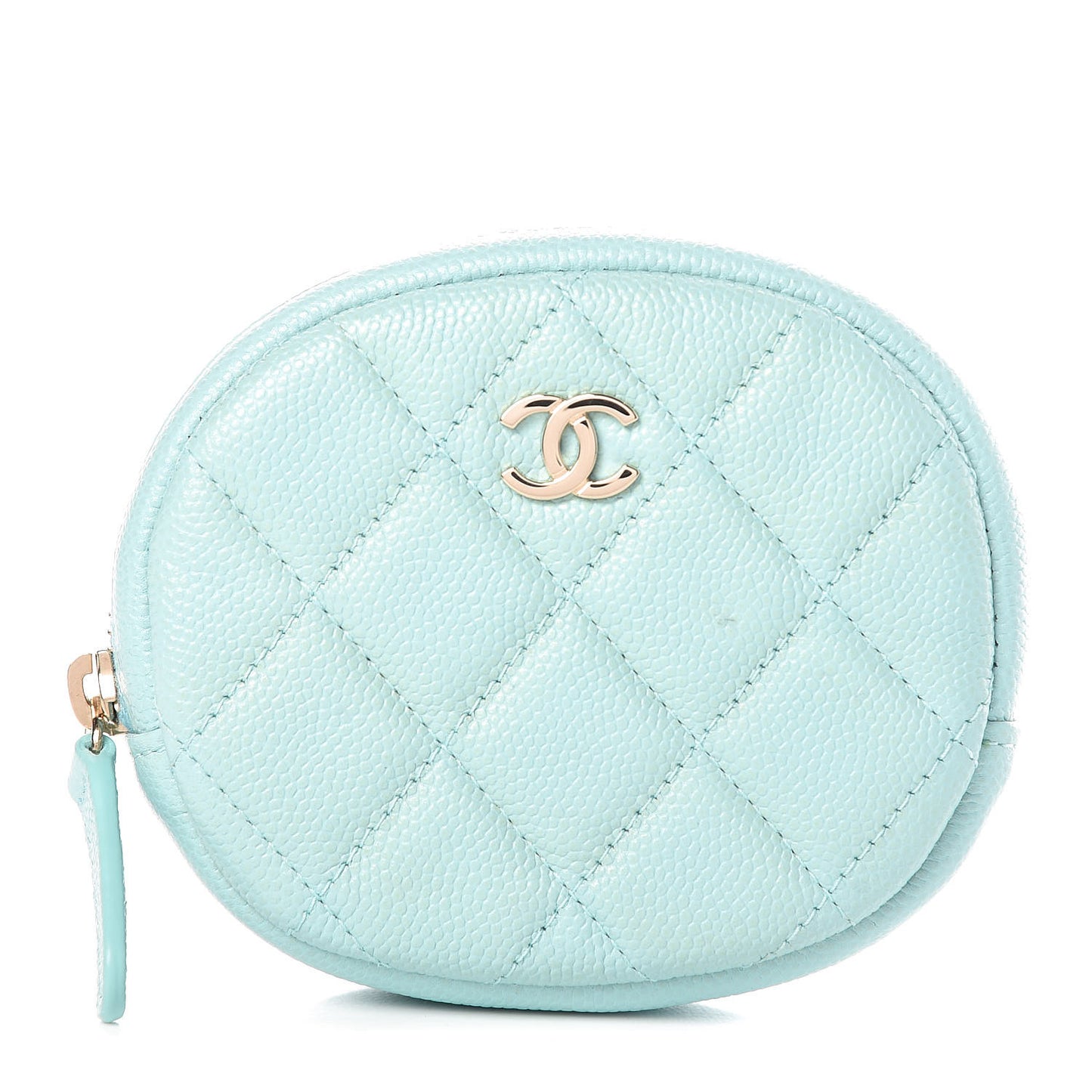 Caviar Quilted Zip Around Classic Coin Purse Light Blue
