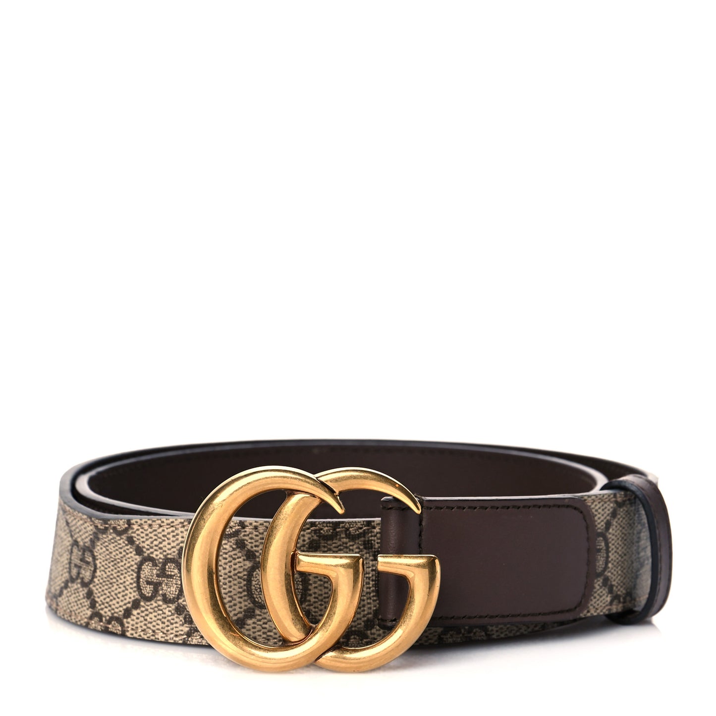 GG Supreme Monogram Matte Plutone Calfskin Double G 30mm Belt 85 34 Beige Ebony New Acero