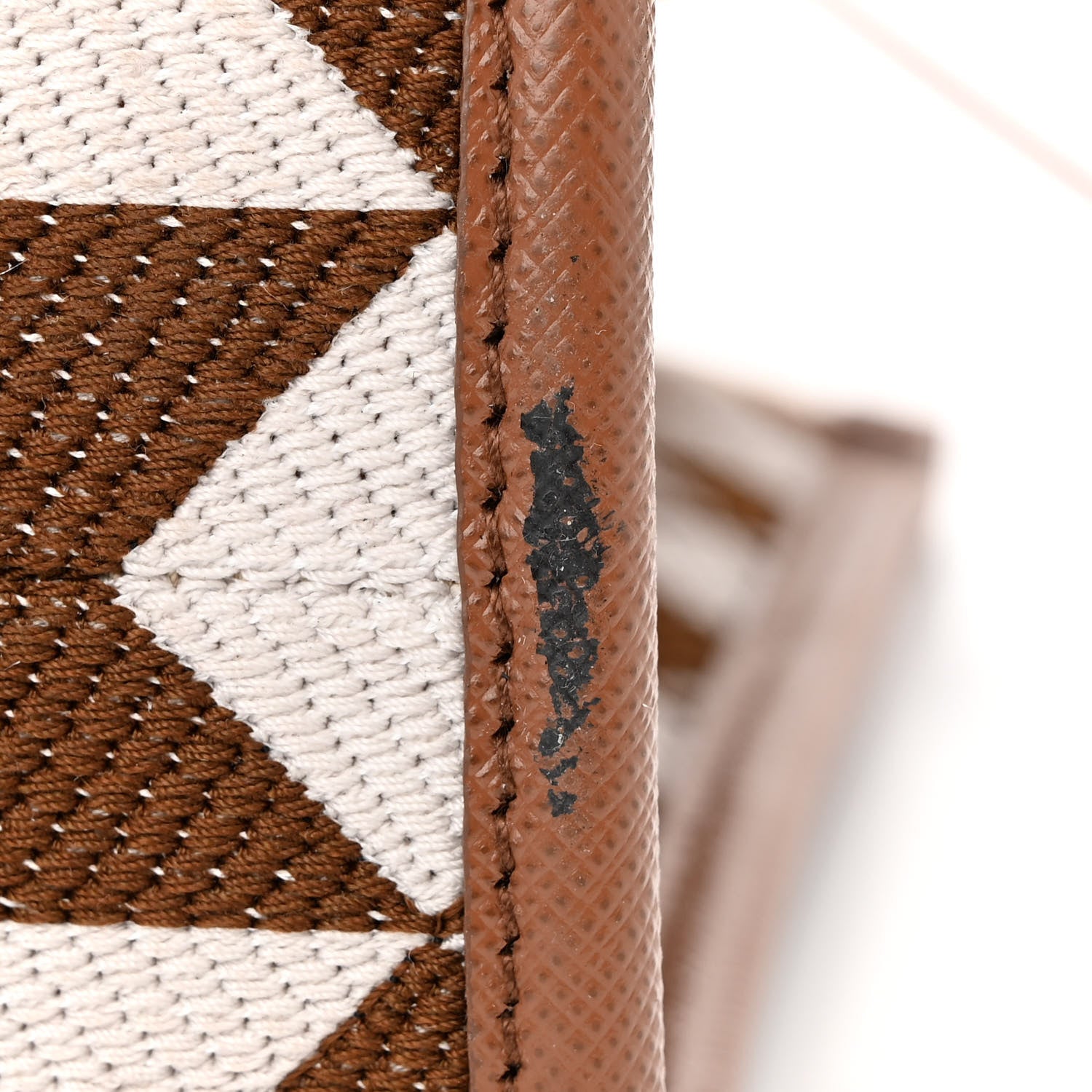 Prada Jacquard Saffiano Triangolo Symbole Embroidered Small Tote Tobacco Talco 10 of 12