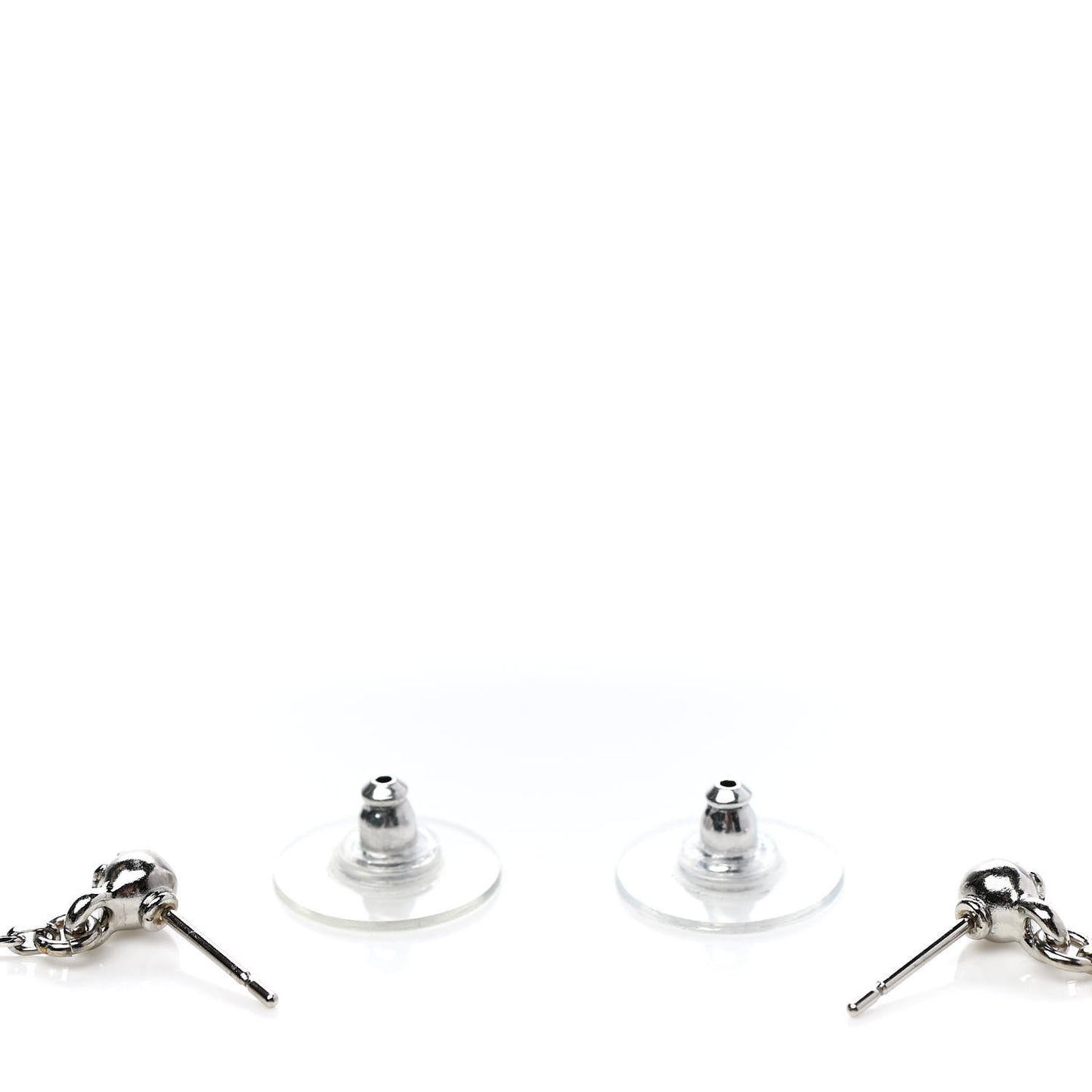 Baguette Crystal CC Dangle Earrings Silver