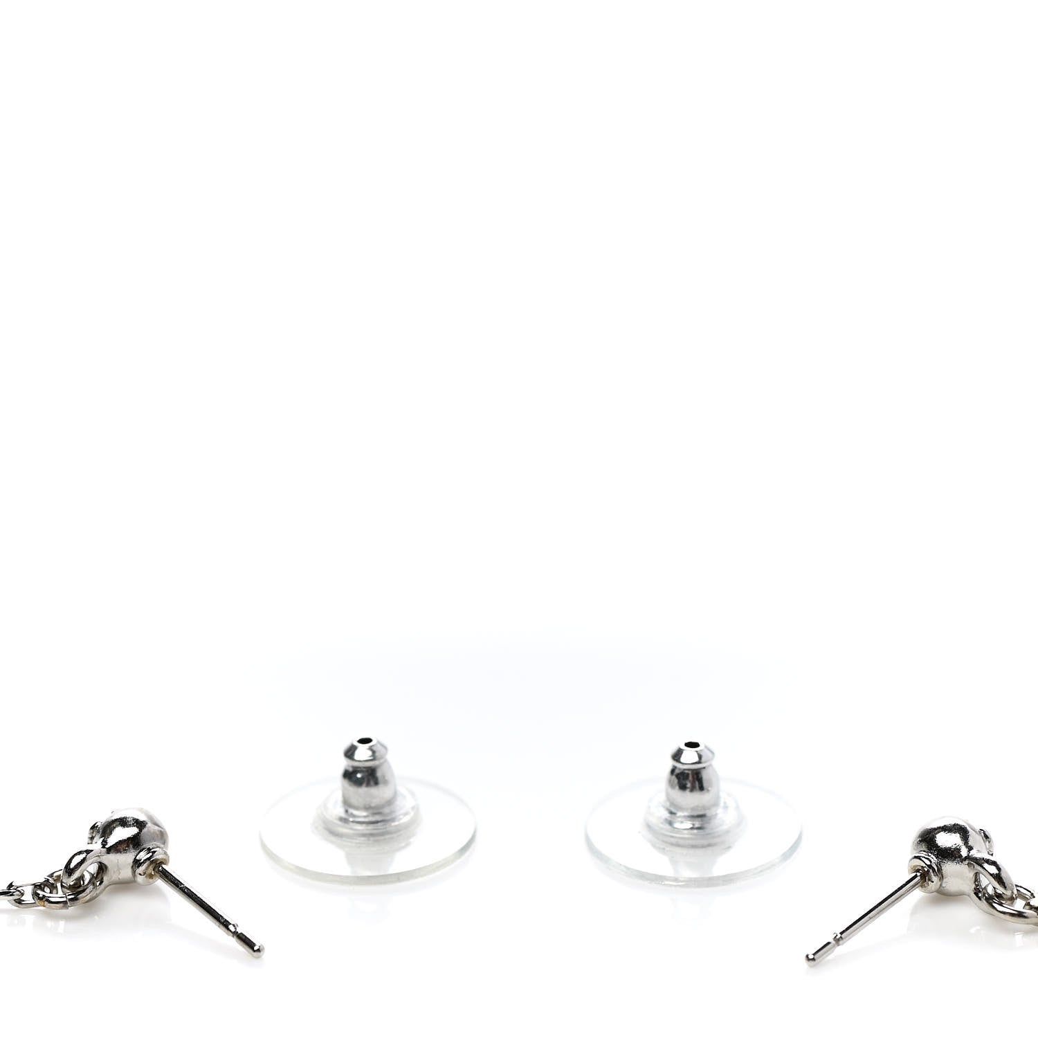 Chanel Baguette Crystal CC Dangle Earrings Silver 3 of 5