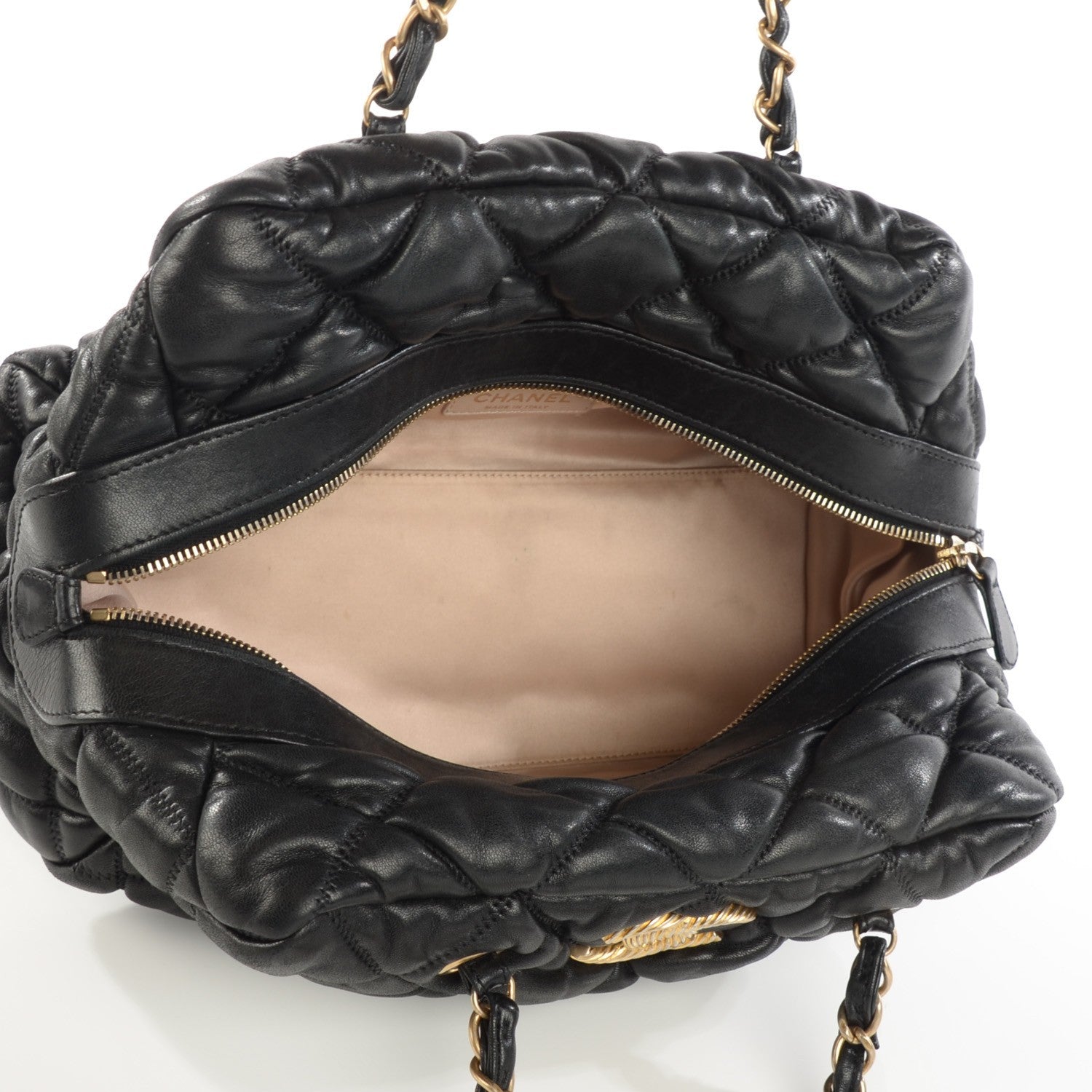 Chanel Lambskin Bubble Quilt Bowler Black 5 of 7