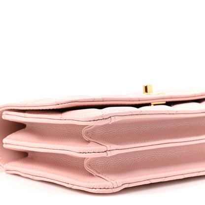 Chanel Shiny Caviar Quilted Flap Charm Wallet On Chain WOC Light Pink 12 of 12