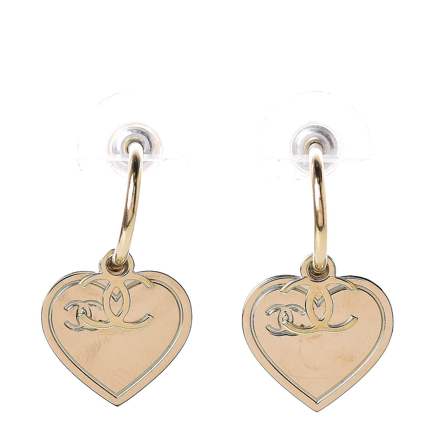 Heart CC Dangle Earrings Gold
