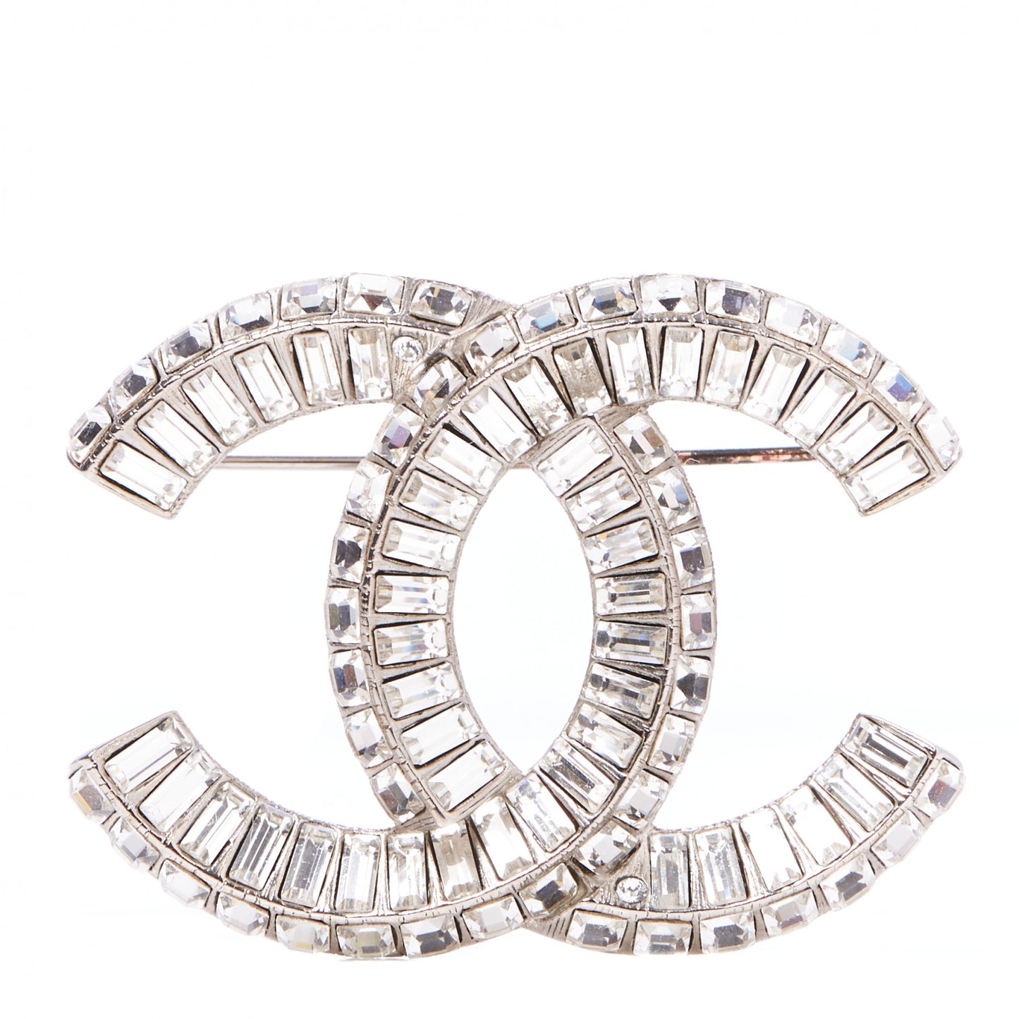 Baguette Crystal CC Brooch Silver