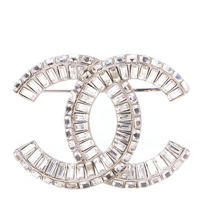 Chanel Baguette Crystal CC Brooch Silver 1 of 5