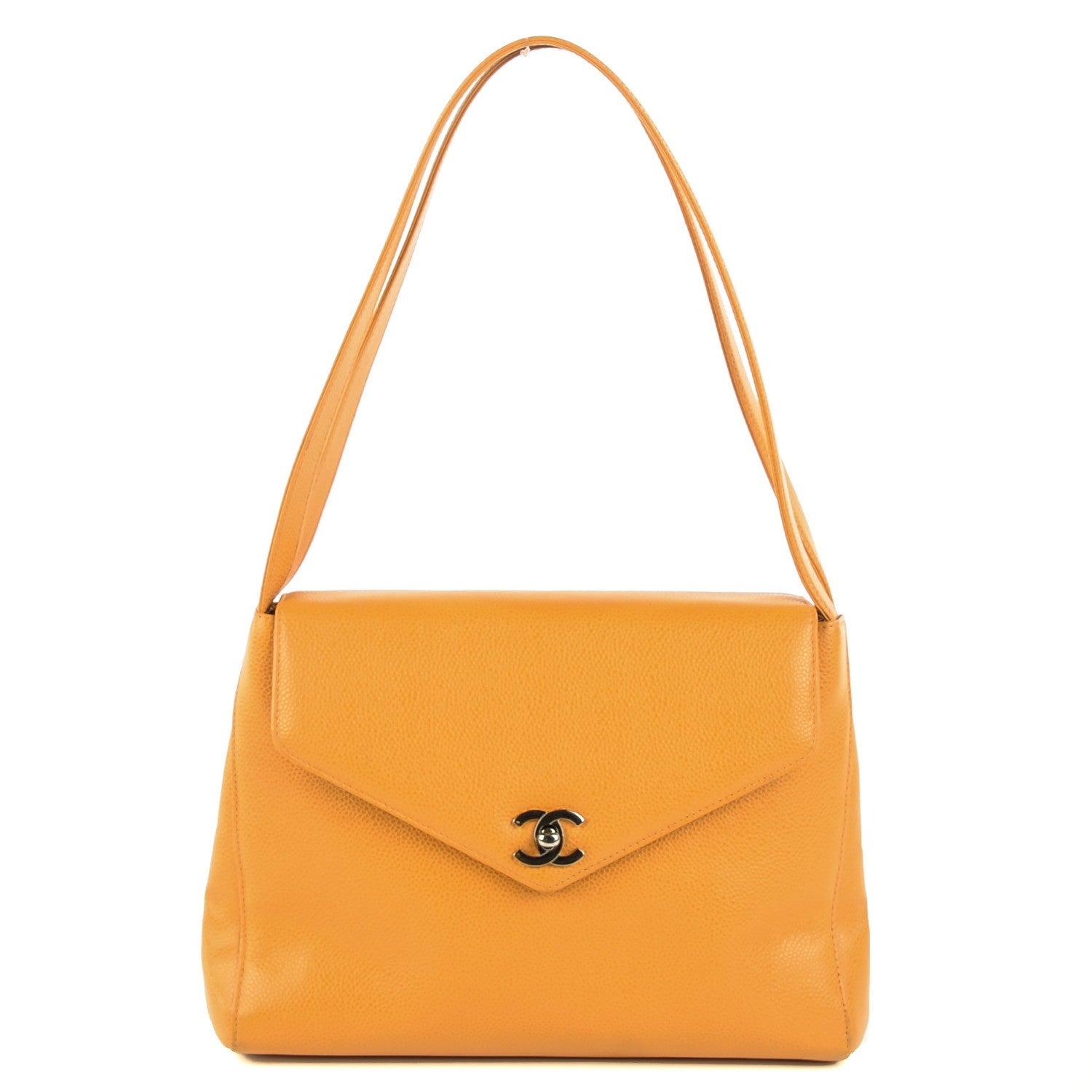 Chanel Caviar Flap Shoulder Bag Orange 1 of 9