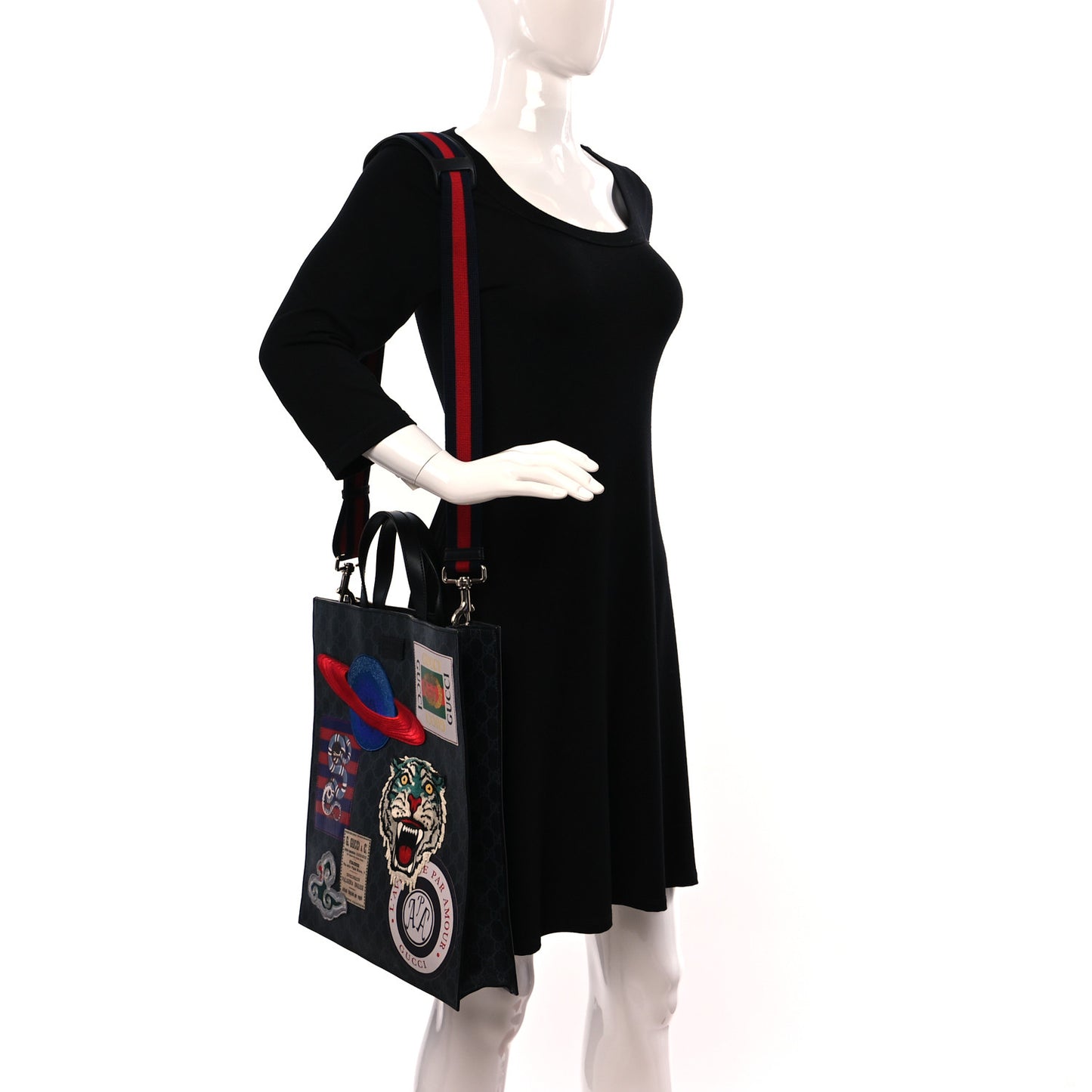 GG Supreme Monogram Night Courrier Vertical Tote Black Multicolor