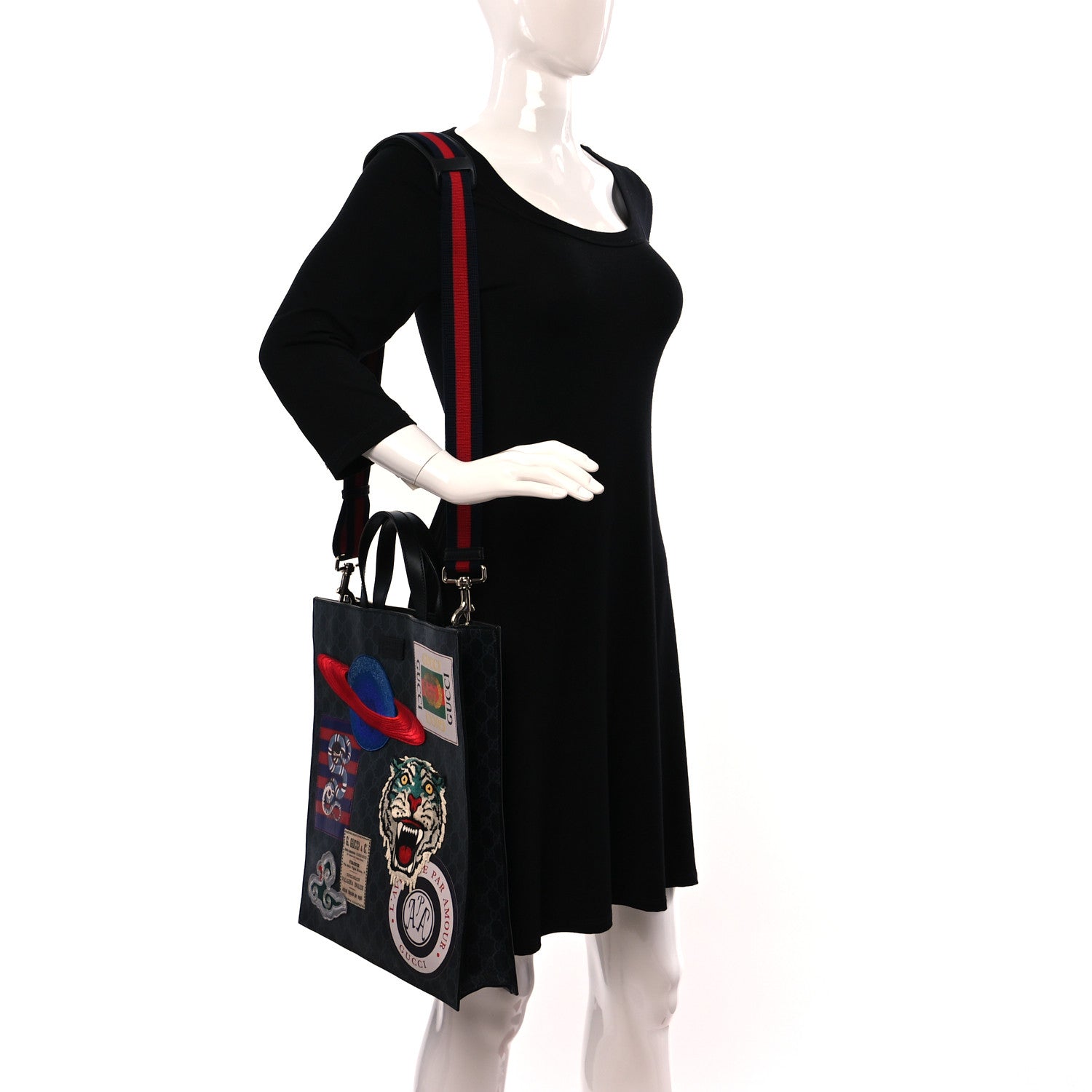 Gucci GG Supreme Monogram Night Courrier Vertical Tote Black Multicolor 3 of 10