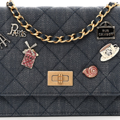 Chanel Denim Quilted Lucky Charms Reissue Wallet On Chain WOC Blue 7 of 10