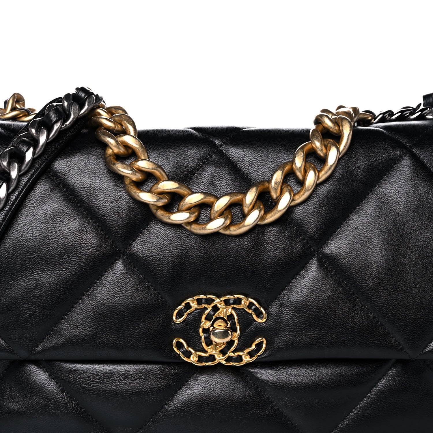 Chanel Goatskin Quilted Large Chanel 19 Flap Black 8 of 12