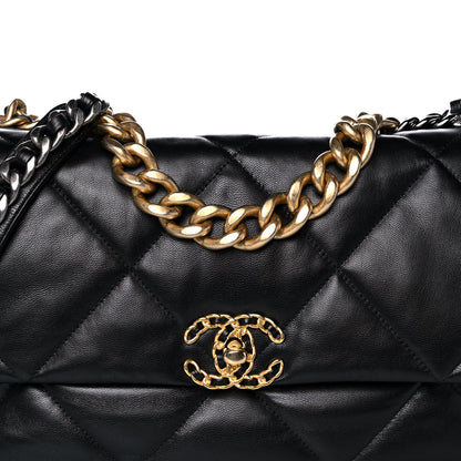 Chanel Goatskin Quilted Large Chanel 19 Flap Black 8 of 12