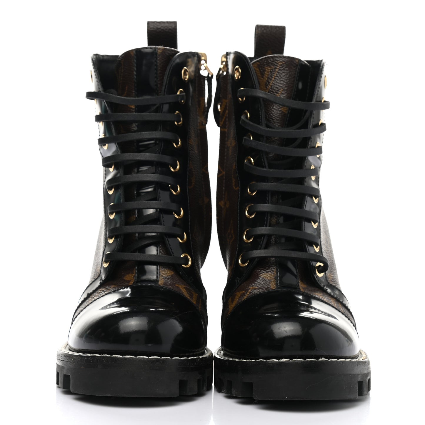 Patent Calfskin Monogram Star Trail Ankle Boots 36.5 Black