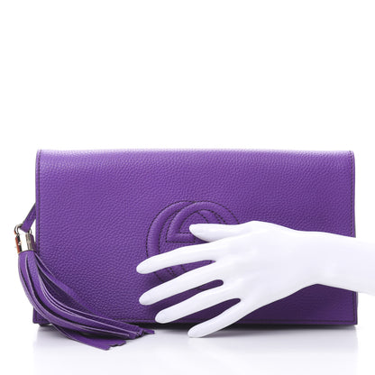 Gucci Pebbled Calfskin Medium Soho Clutch Shine Purple 2 of 11