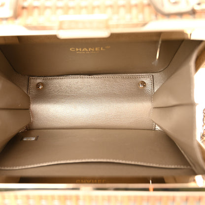 Chanel Raffia Calfskin Medium CC Filigree Vanity Case Gold 5 of 11