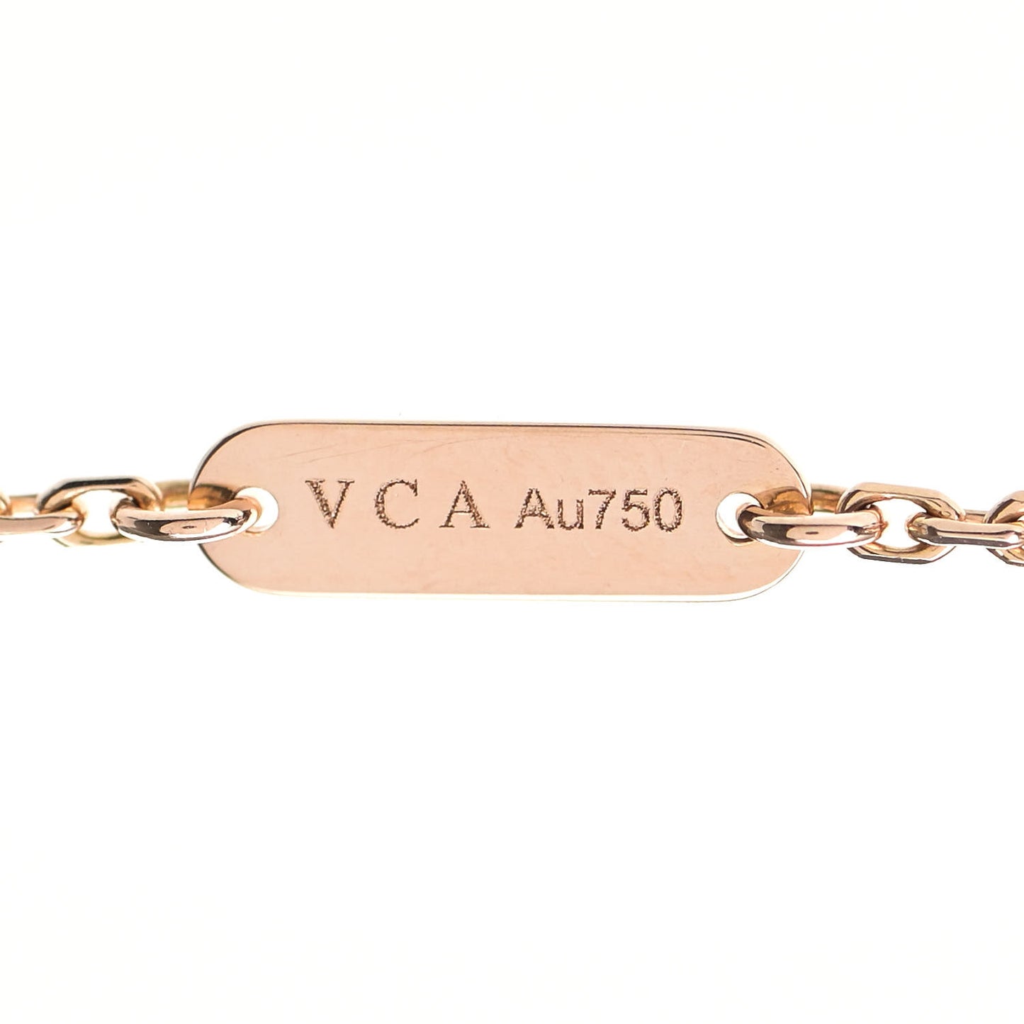 18K Rose Gold Diamond Pink Porcelain Vintage Alhambra Pendant Necklace