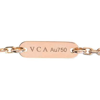 Van Cleef & Arpels 18K Rose Gold Diamond Pink Porcelain Vintage Alhambra Pendant Necklace 5 of 7