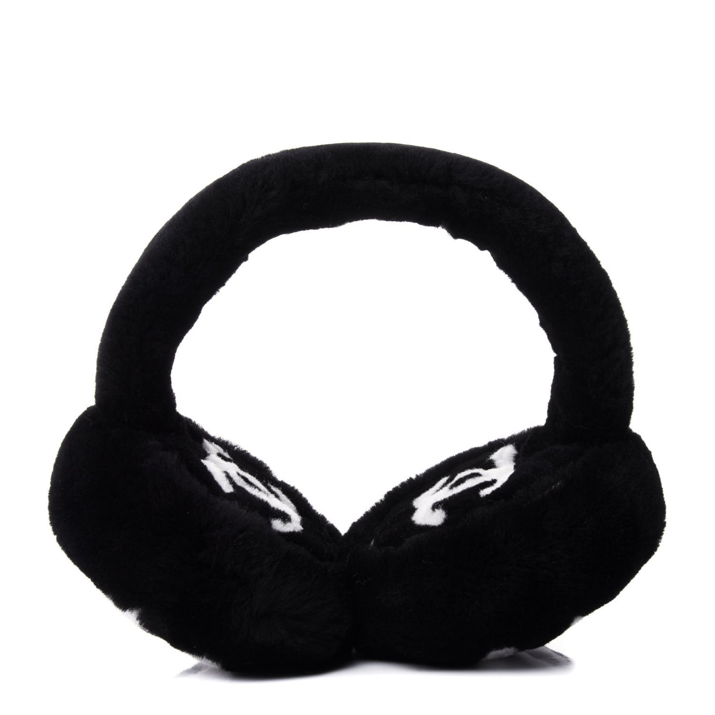 Shearling CC Ear Muffs Black White