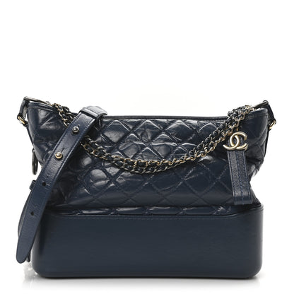 Chanel Patent Goatskin Quilted Medium Gabrielle Hobo Blue 1 of 10