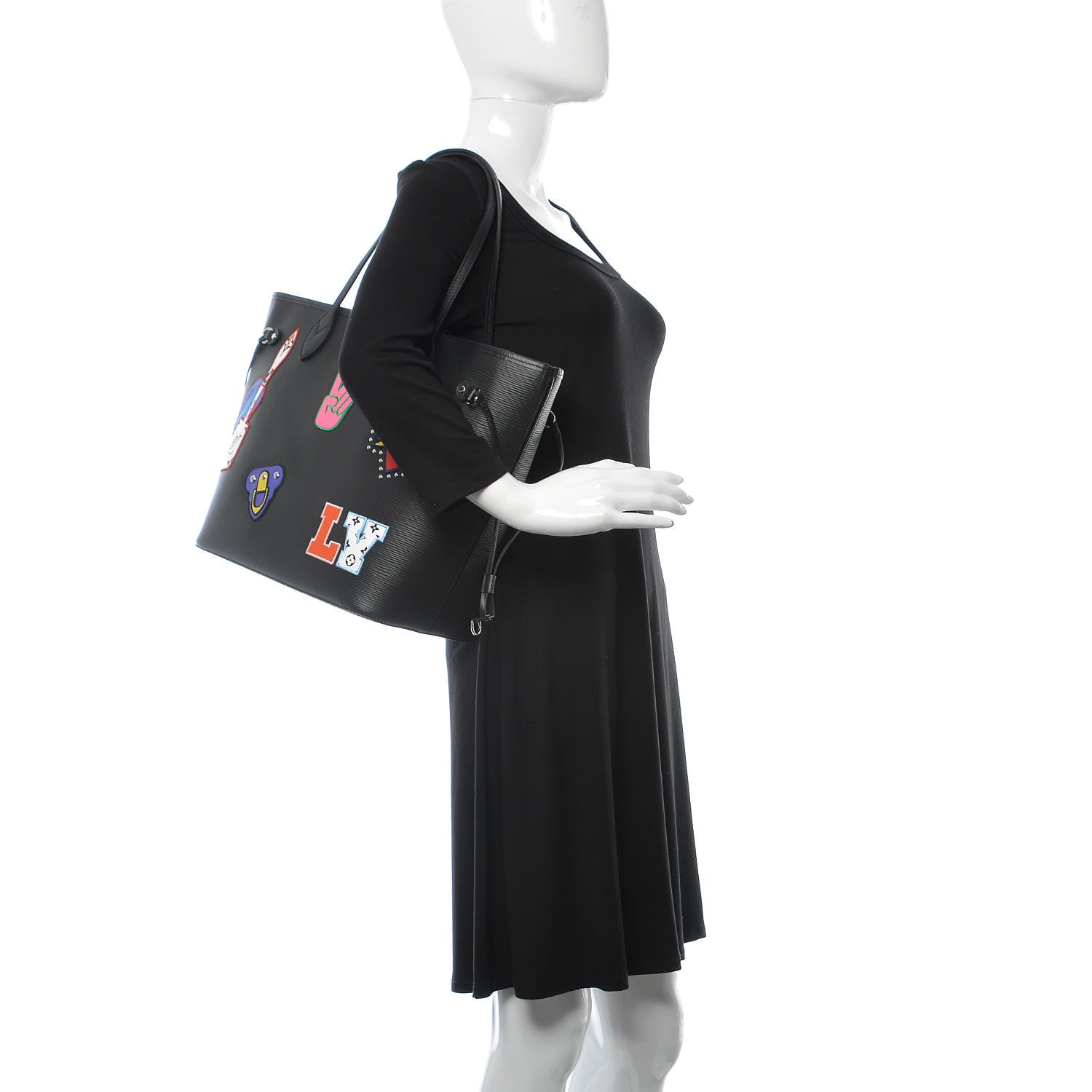 Louis Vuitton Epi Stickers Neverfull MM Black 2 of 12