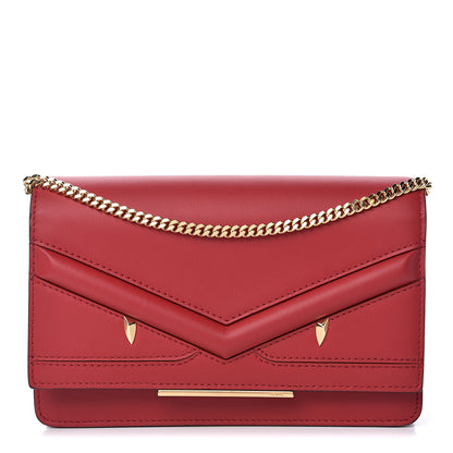 Fendi Vitello Century Eyebrow Monster Eyes Embossed Tube Wallet on Chain Fragola 1 of 10