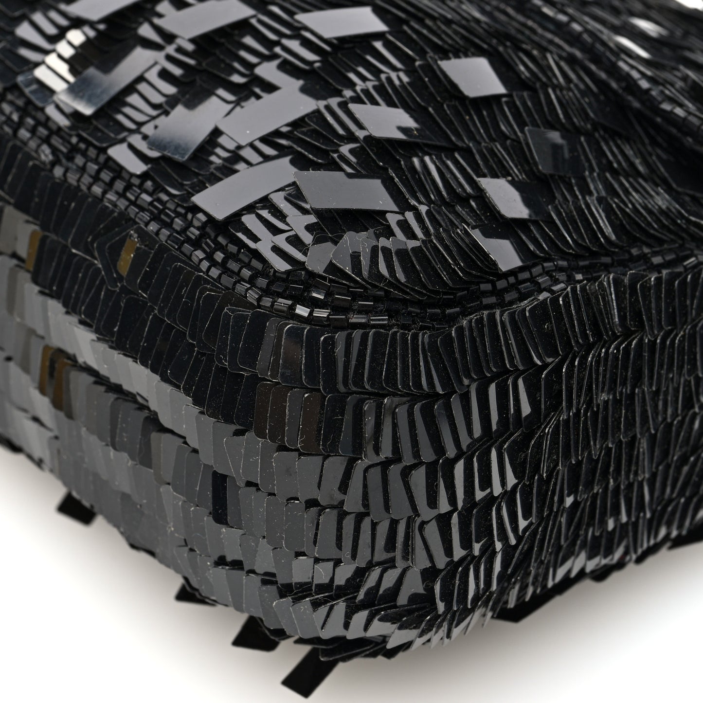 Sequin Paillettes Snakeskin Baguette Black