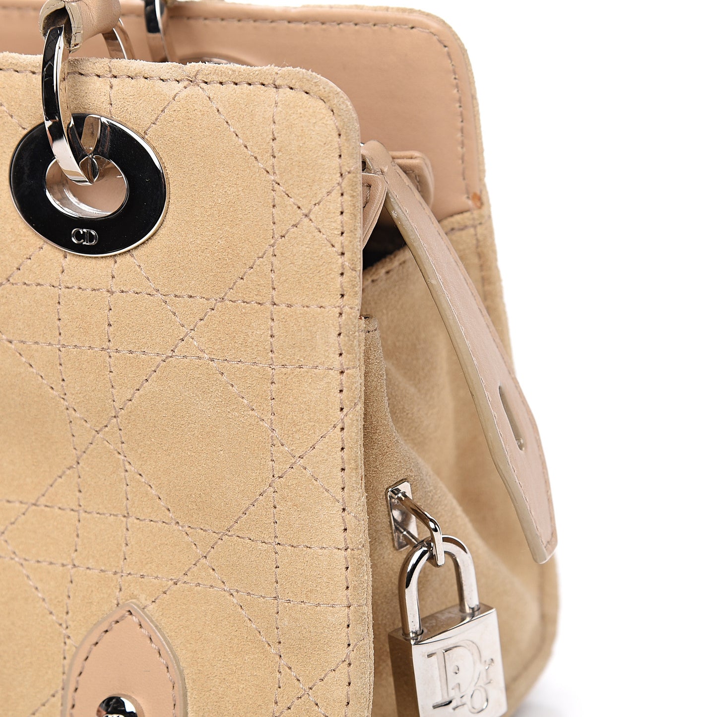 Suede Cannage Stitched East West Lady Dior Beige