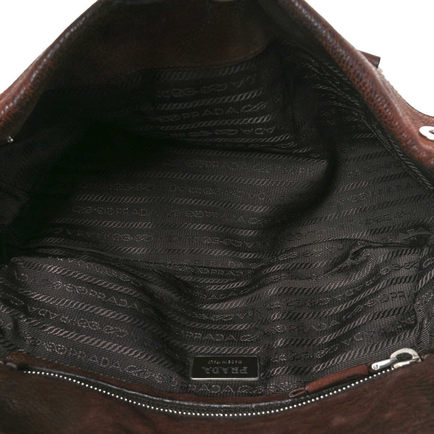 Prada Cervo Antik Easy Foldover Pushlock Satchel Teak 5 of 10