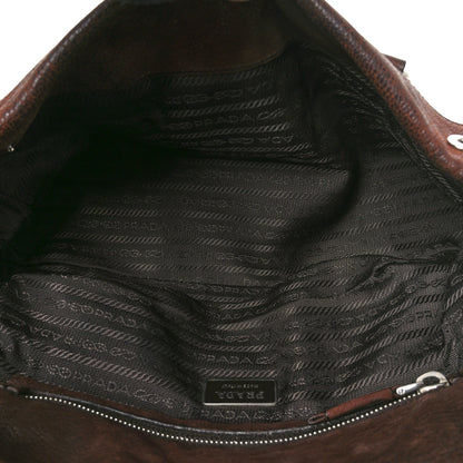 Prada Cervo Antik Easy Foldover Pushlock Satchel Teak 5 of 10