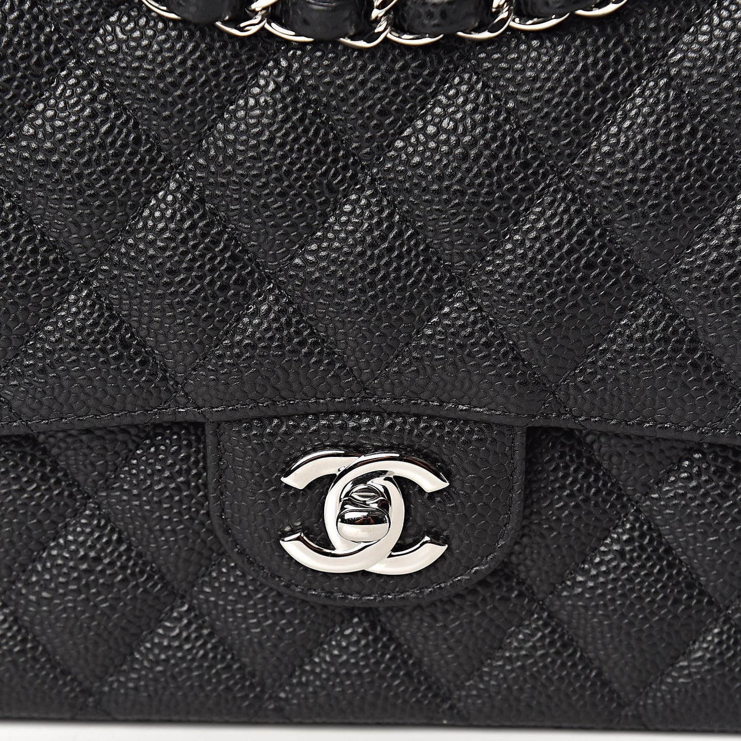 Caviar Quilted Medium Double Flap Black