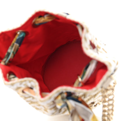 Christian Louboutin Woven Jute Crepe Satin Studded Marie Jane Bucket White Gold 5 of 9