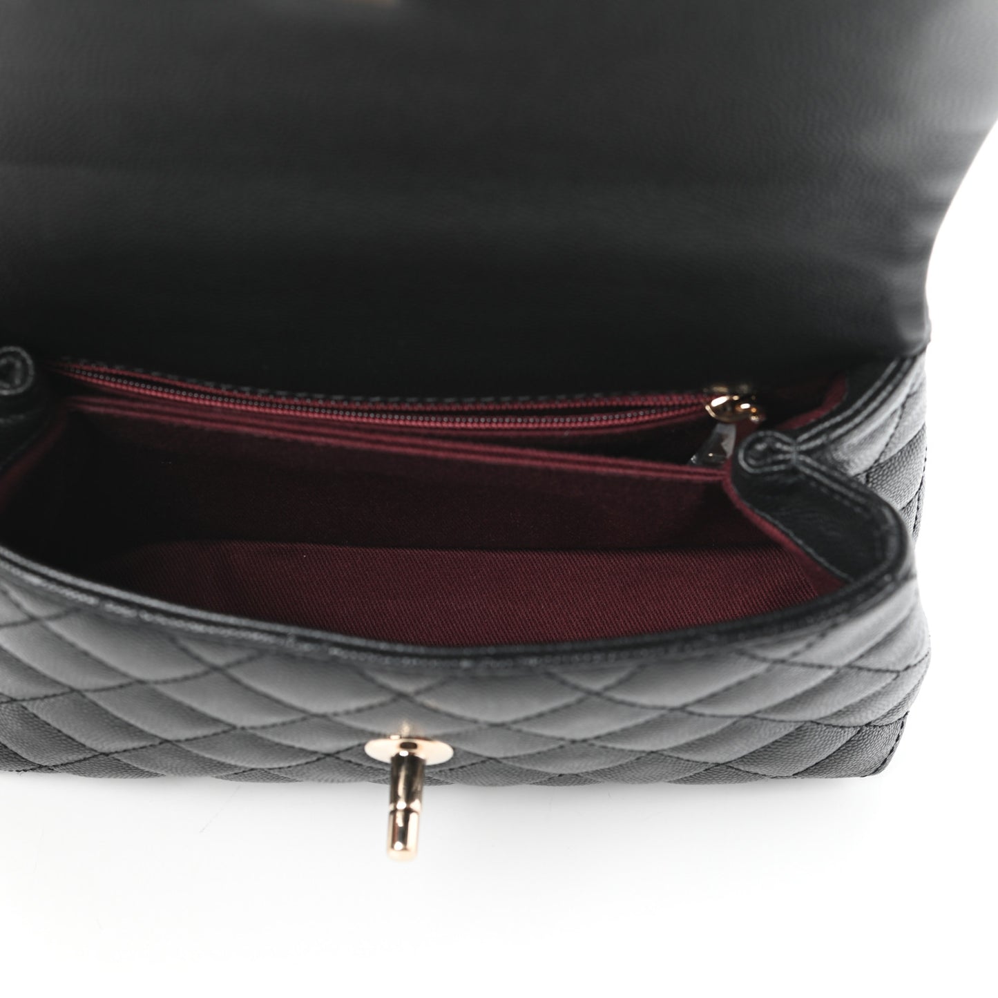 Caviar Quilted Mini Coco Handle Flap Black