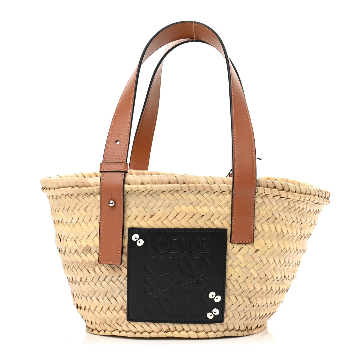 Loewe X MY NEIGHBOR TOTORO Raffia Dust Bunnies Basket Tote Bag Black Tan 1 of 9