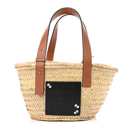 Loewe X MY NEIGHBOR TOTORO Raffia Dust Bunnies Basket Tote Bag Black Tan 1 of 9