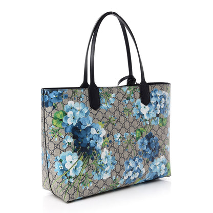 Gucci GG Supreme Monogram Blooms Medium Reversible Tote Beige Blue Navy 3 of 18