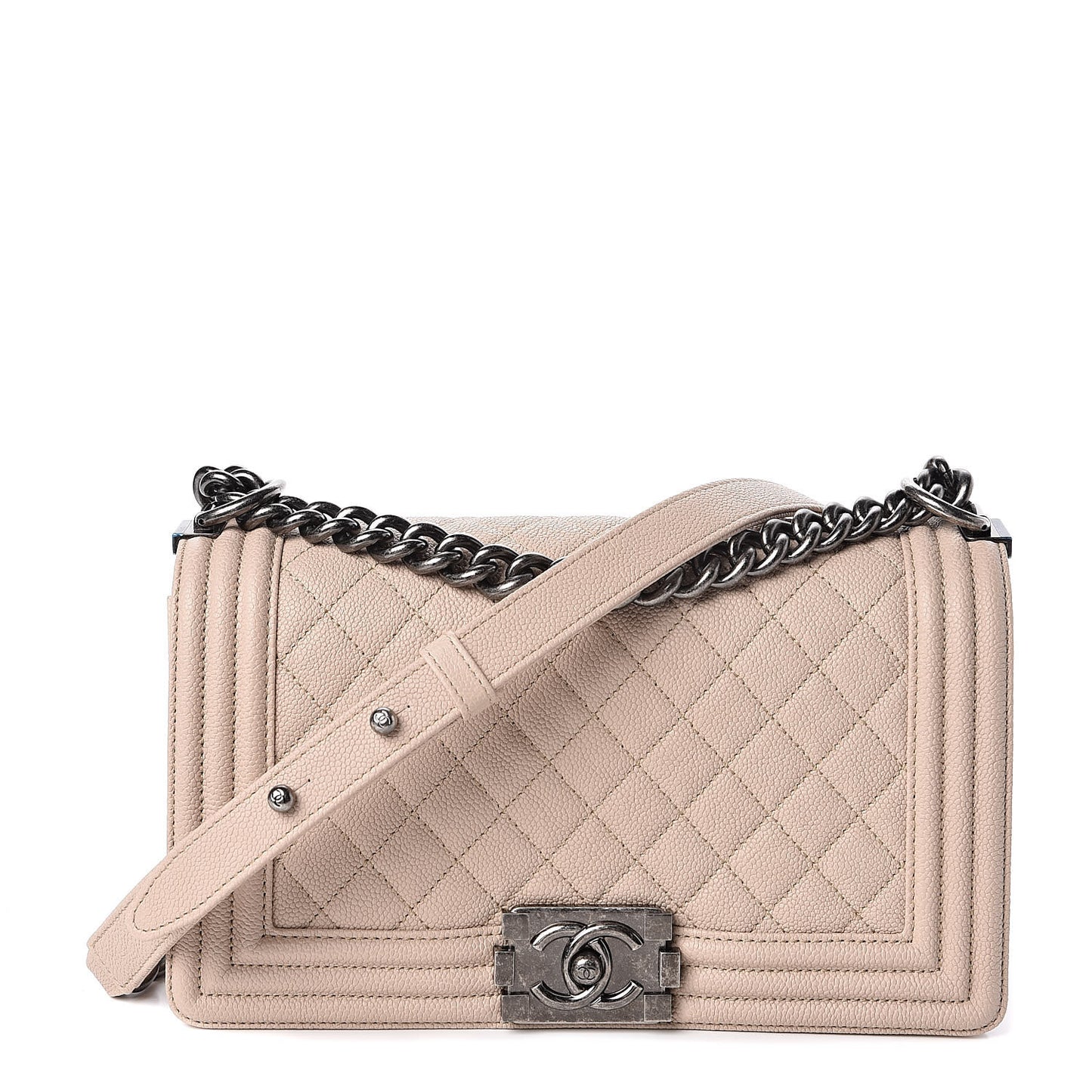 Caviar Quilted Medium Boy Flap Ivory