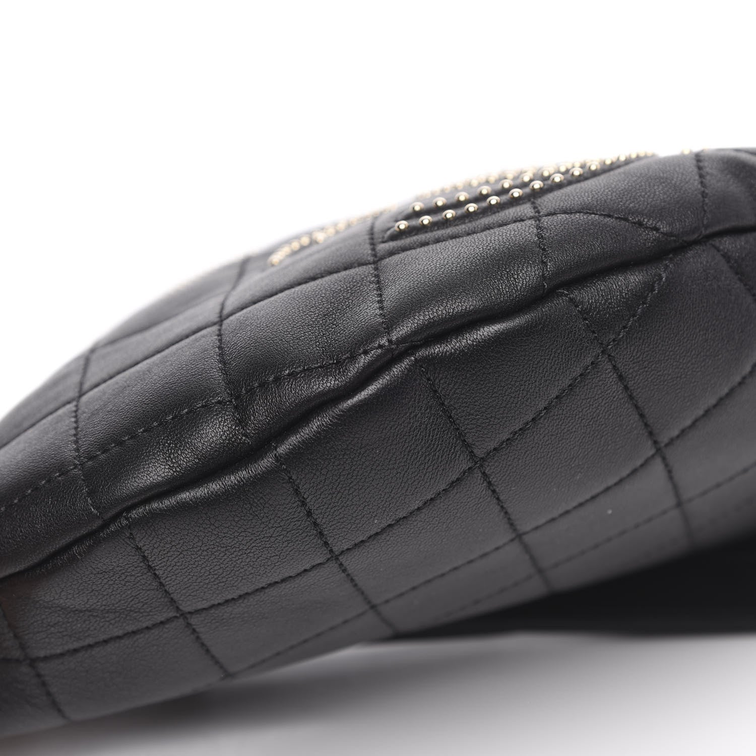 Chanel Lambskin Quilted Studded Waist Bag Fanny Pack Black 8 of 10