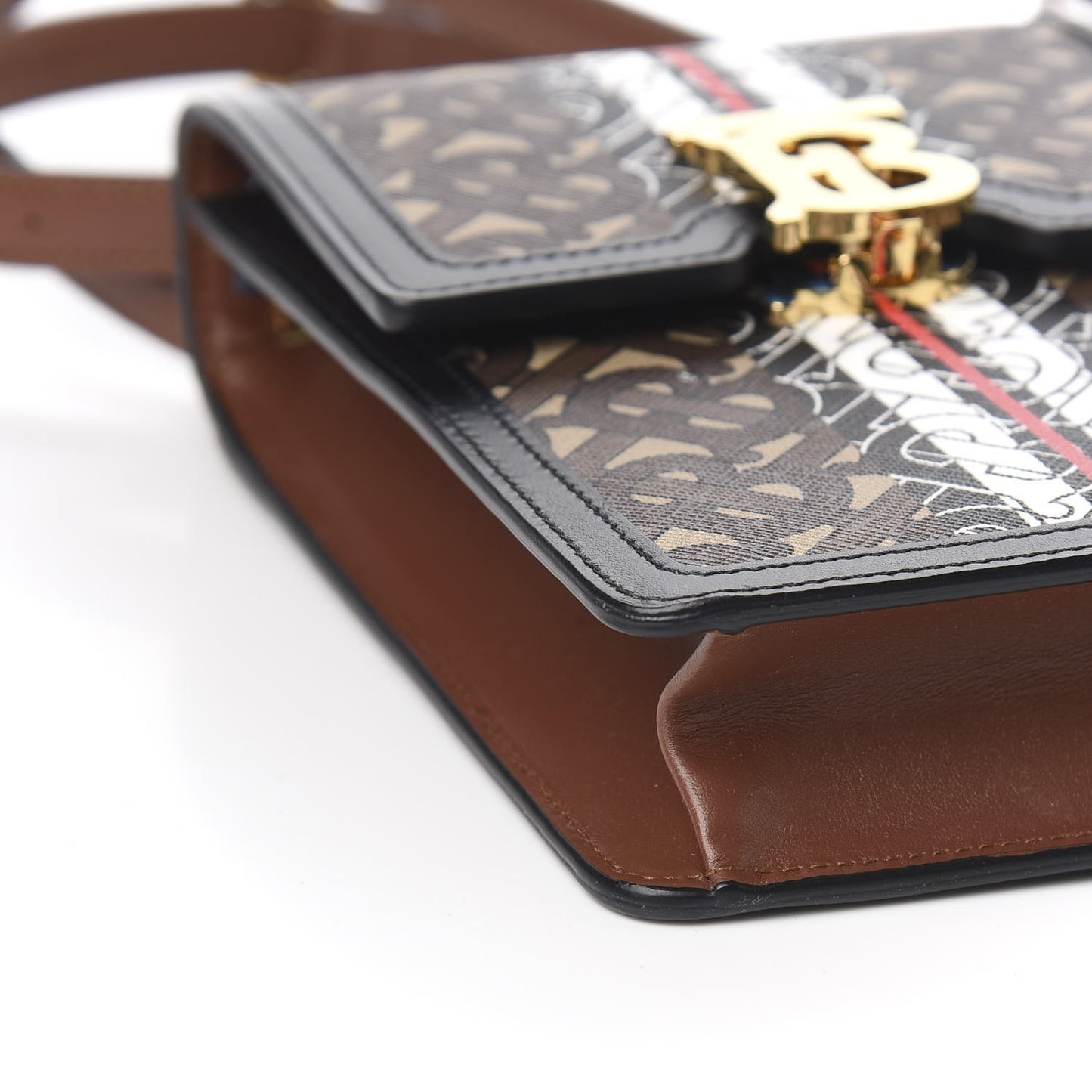 E-Canvas Monogram Stripe Robin Bag Bridle Brown