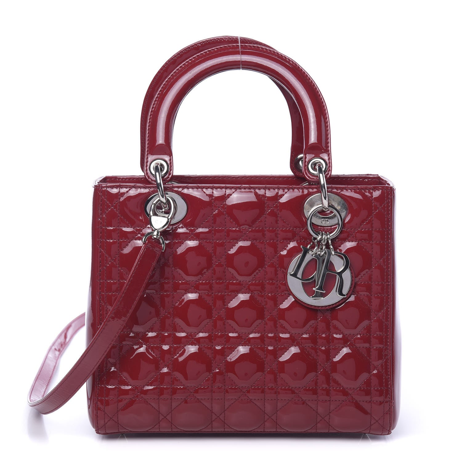 Christian Dior Patent Cannage Medium Lady Dior Red 1 of 11