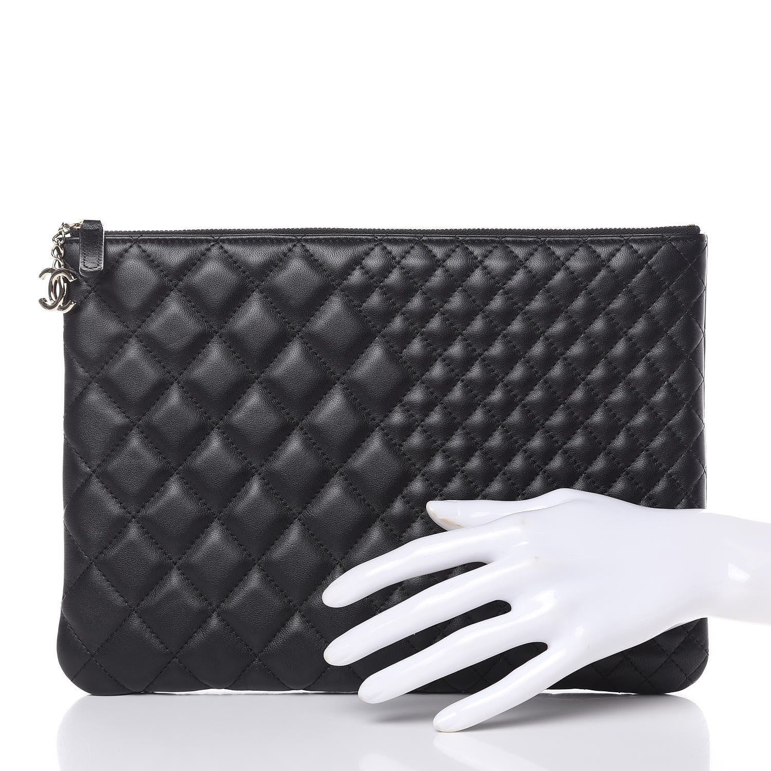 Chanel Lambskin Bi Quilted Medium Cosmetic Case Black 2 of 8