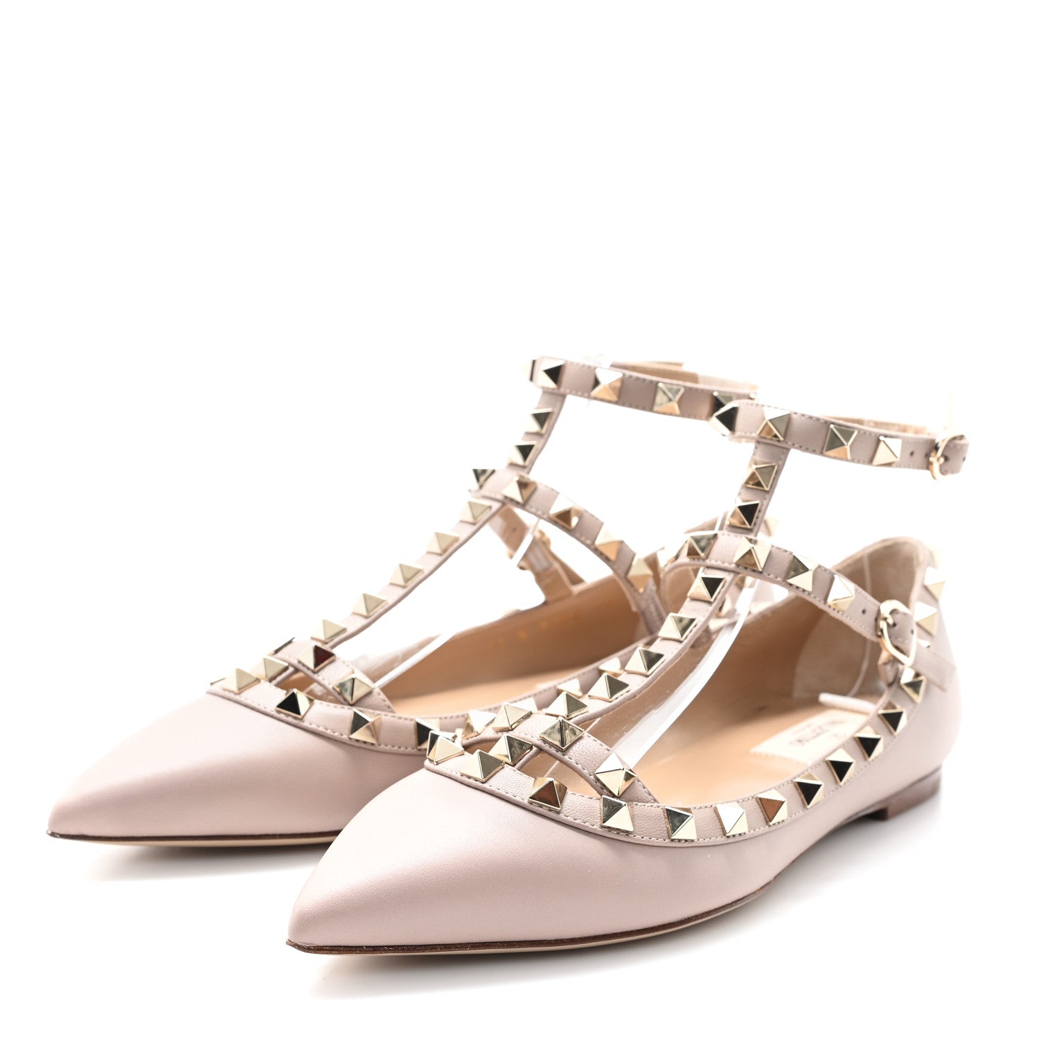 Valentino Garavani Nappa Rockstud Cage Ballerina Flats 36 Poudre 4 of 9